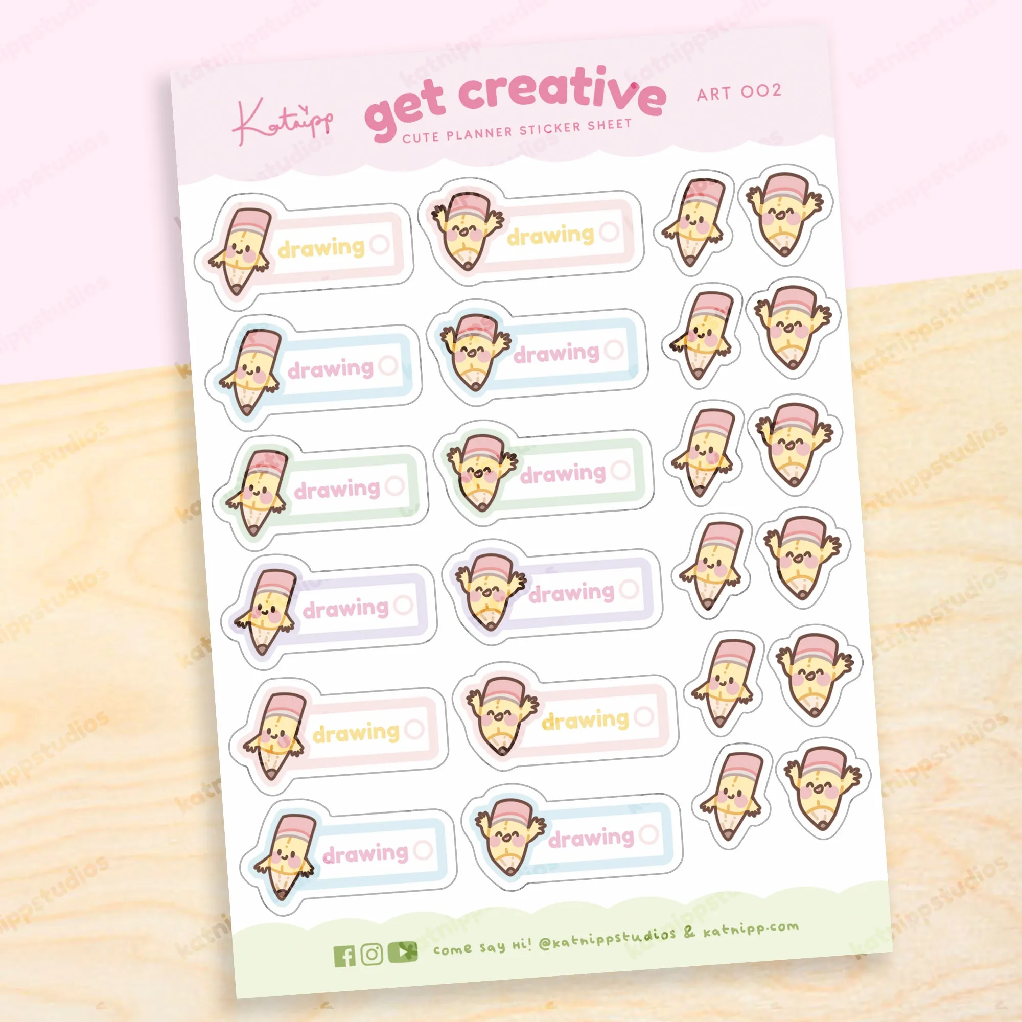 Artist Pencil Sticker Sheet | Kawaii Cute Drawing Stickers for Planners, Journals & Creative Projects | ART 002