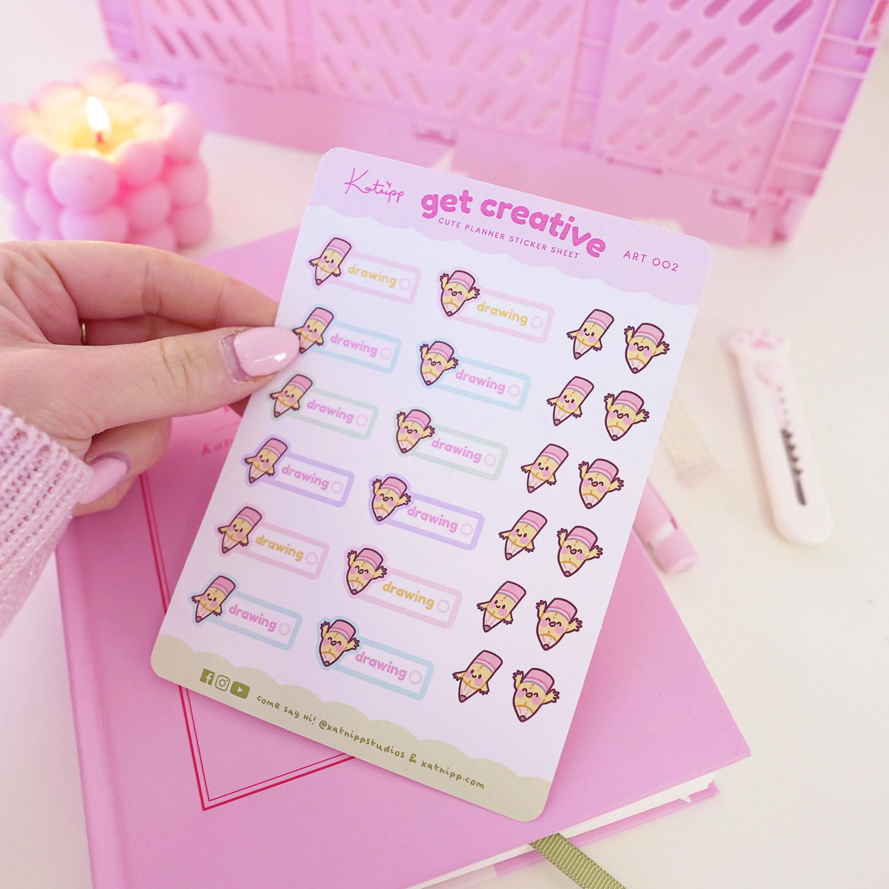 Artist Pencil Sticker Sheet | Kawaii Cute Drawing Stickers for Planners, Journals & Creative Projects | ART 002