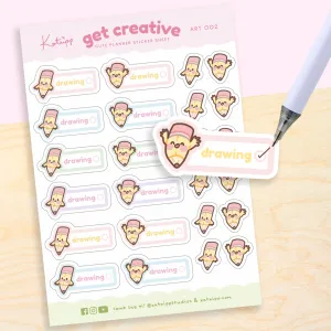 Artist Pencil Sticker Sheet | Kawaii Cute Drawing Stickers for Planners, Journals & Creative Projects | ART 002