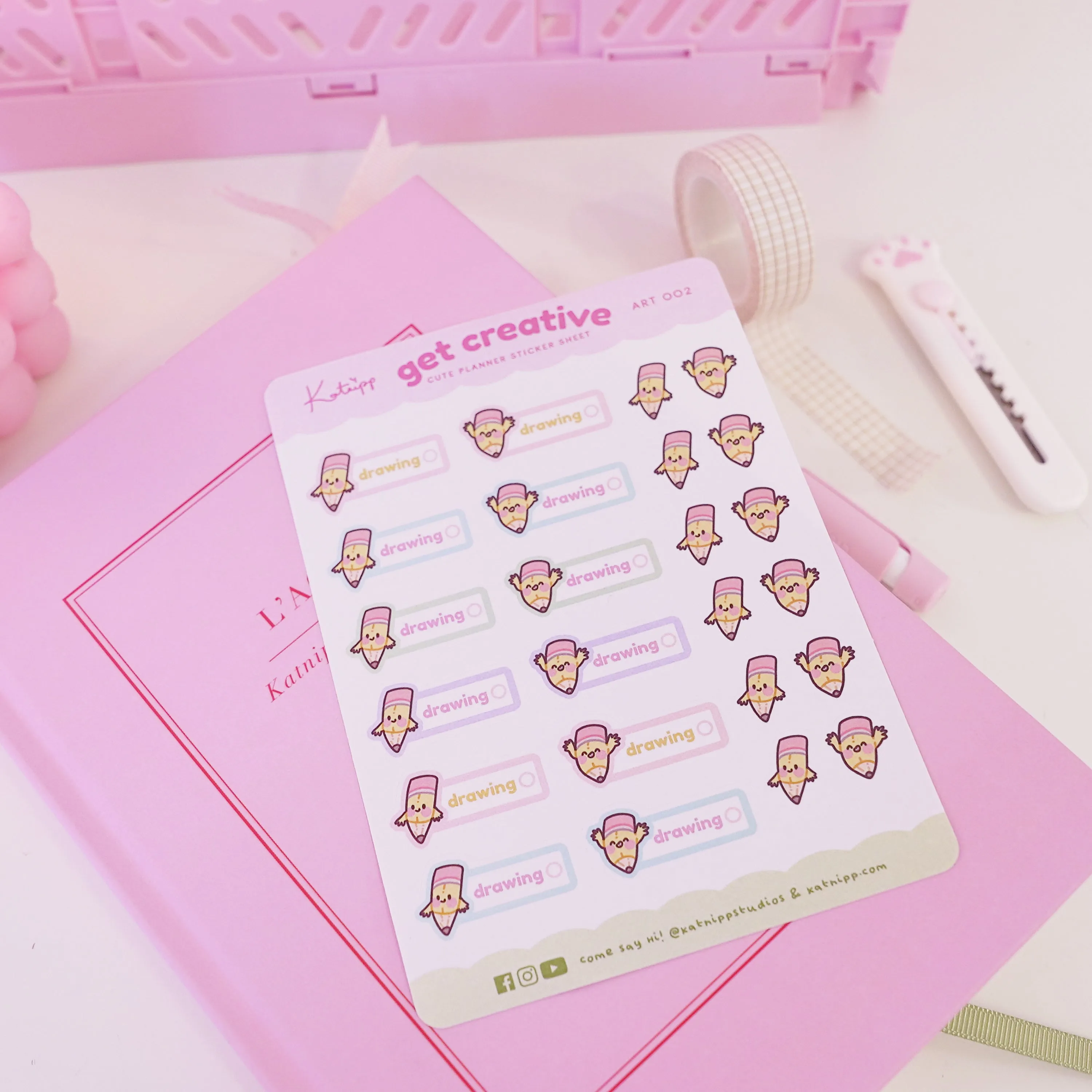 Artist Pencil Sticker Sheet | Kawaii Cute Drawing Stickers for Planners, Journals & Creative Projects | ART 002