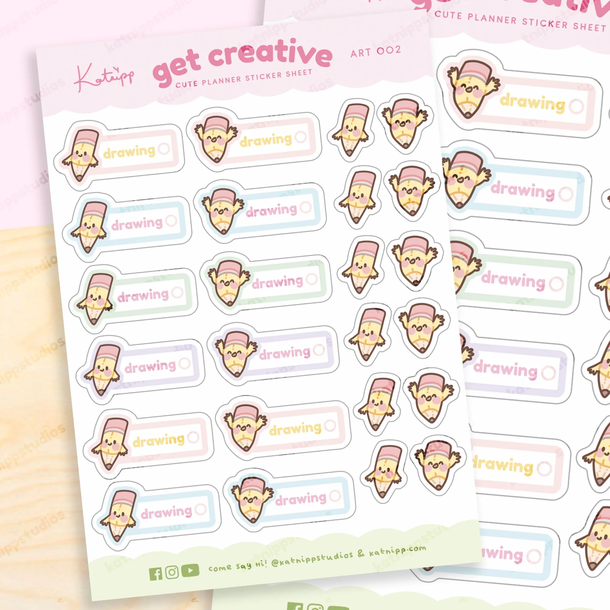 Artist Pencil Sticker Sheet | Kawaii Cute Drawing Stickers for Planners, Journals & Creative Projects | ART 002