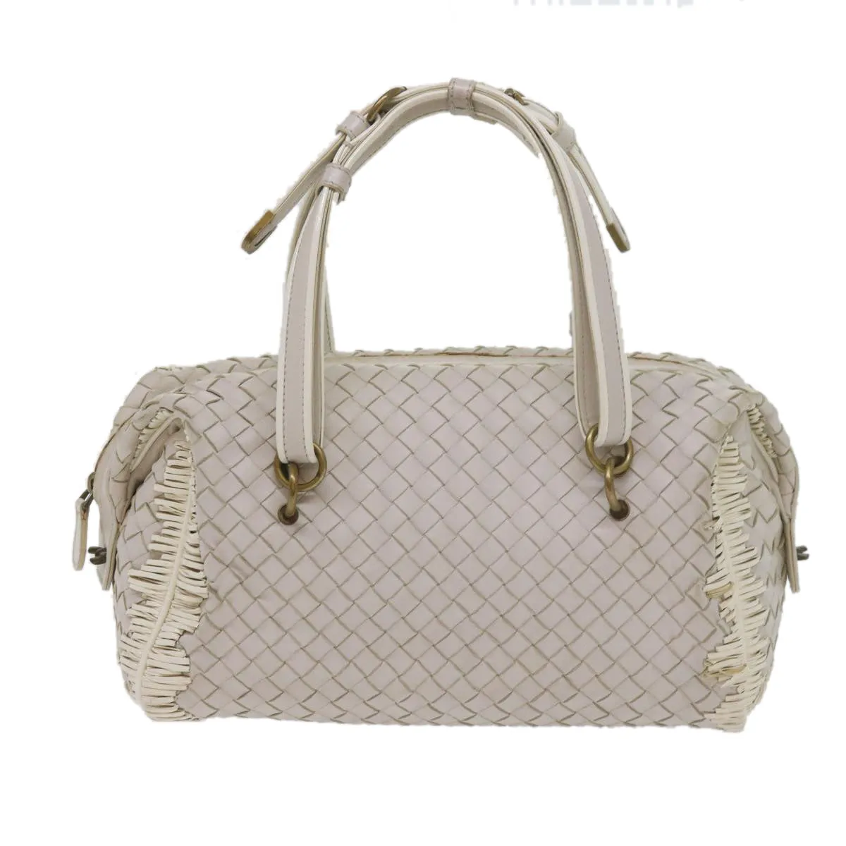 Bottega Veneta Intrecciato Ecru Leather Handbag (Pre-Owned)