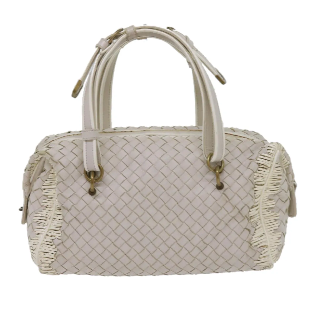Bottega Veneta Intrecciato Ecru Leather Handbag (Pre-Owned)