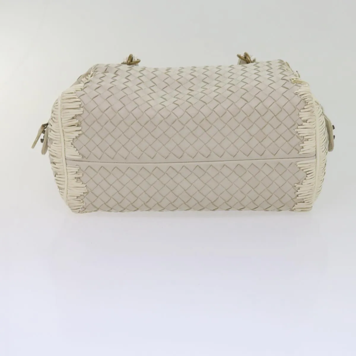 Bottega Veneta Intrecciato Ecru Leather Handbag (Pre-Owned)