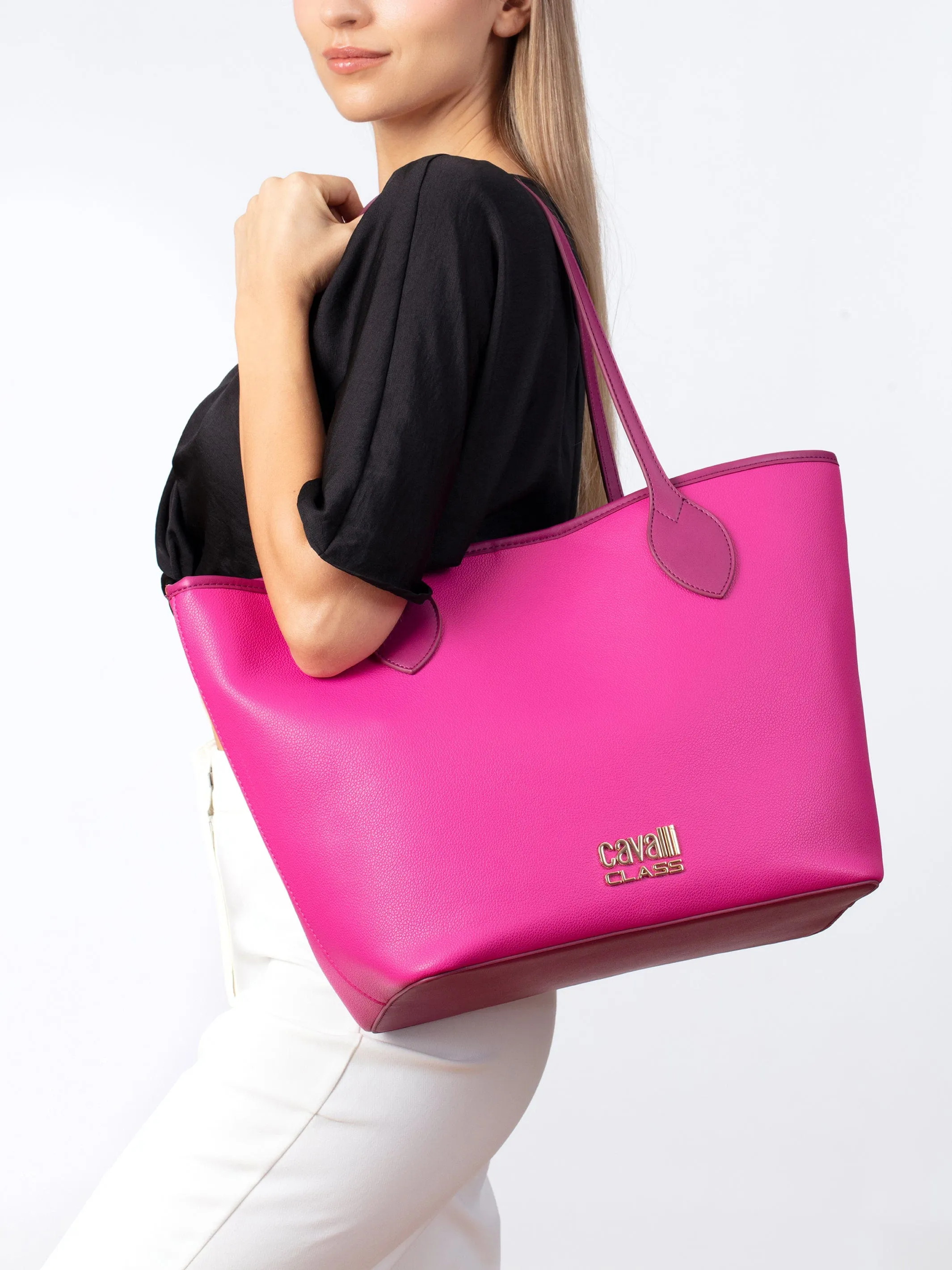 Cavalli Class Pink Large Everyday Soft Large Shopper Tote Bag