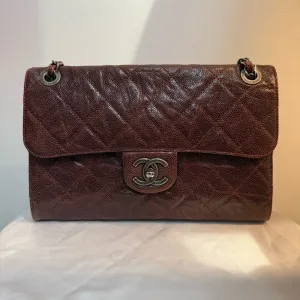 Chanel CF Wine Color Leather Quilted Handbag Medium