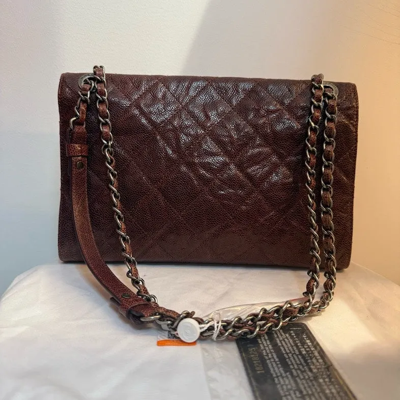 Chanel CF Wine Color Leather Quilted Handbag Medium