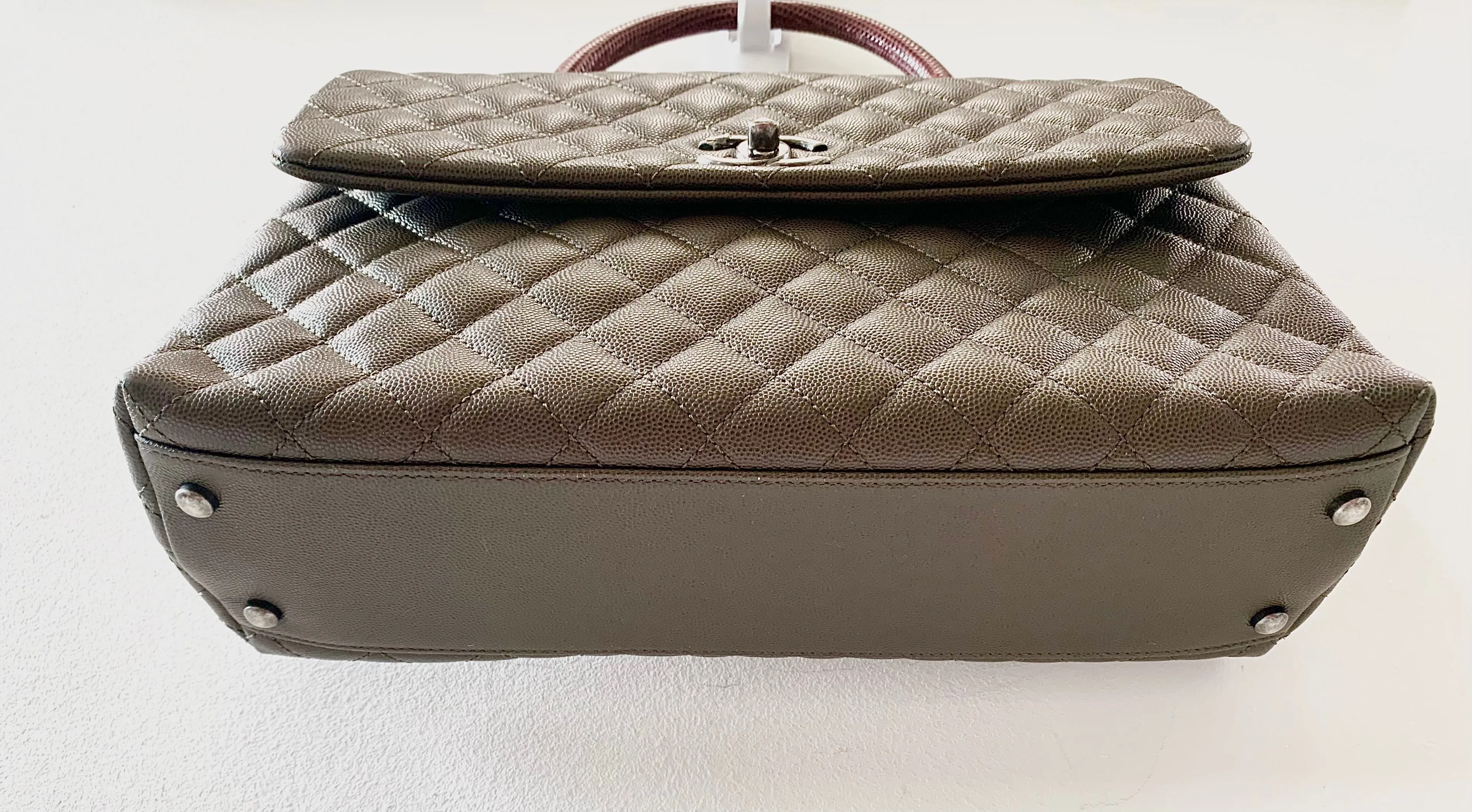 CHANEL COCO CAVIAR QUILTED LIZARD HANDLE BAG