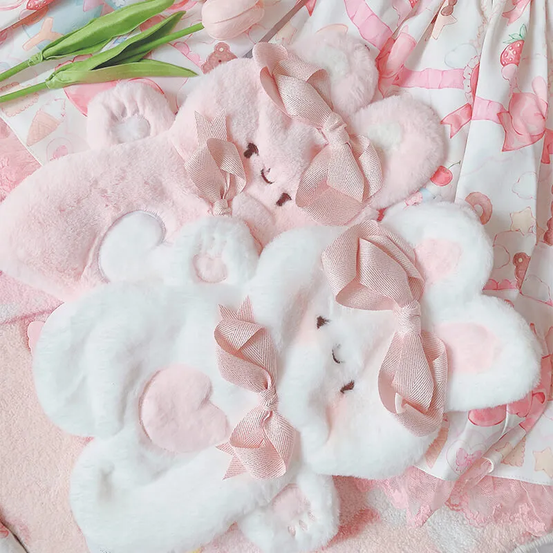 Fluffy Rabbit Crossbody Bag with Pearl Chain