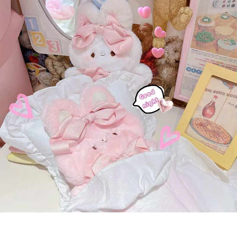 Fluffy Rabbit Crossbody Bag with Pearl Chain