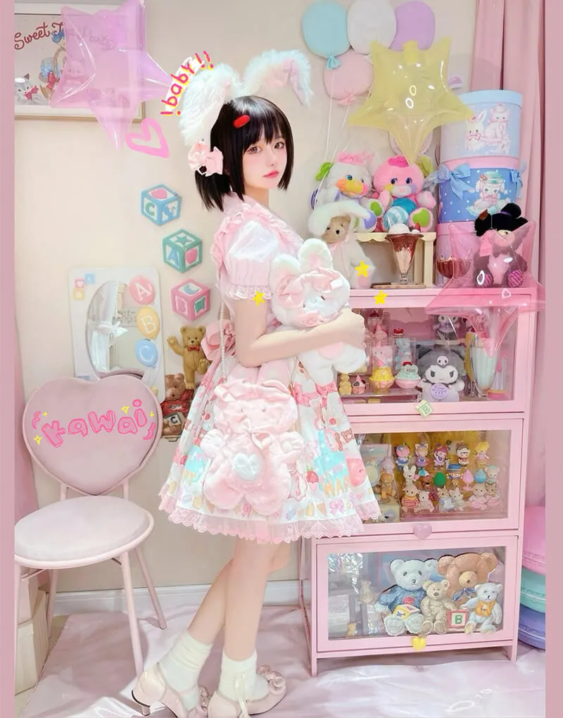 Fluffy Rabbit Crossbody Bag with Pearl Chain