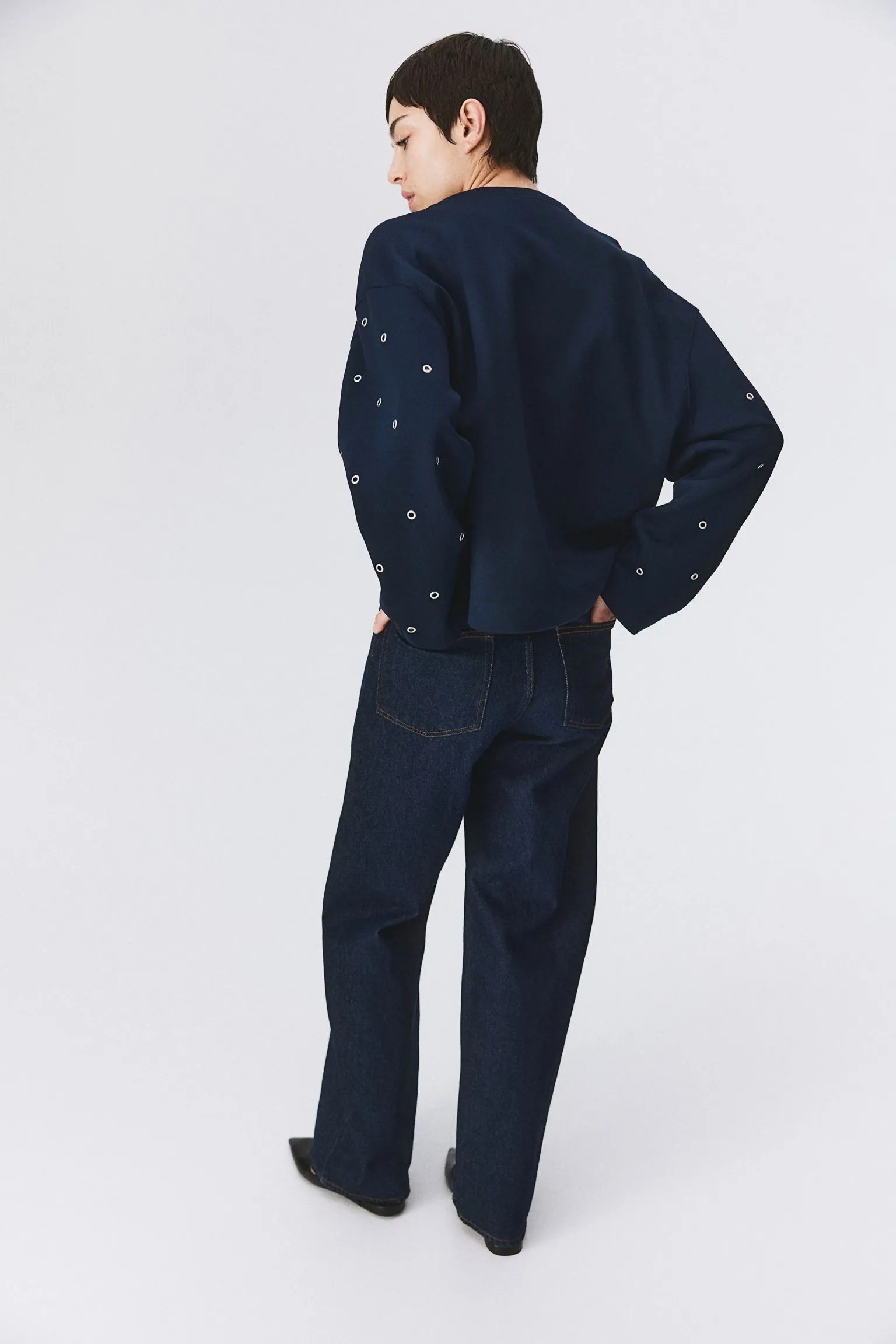 H&M Decorative Eyelets sweatshirt, dark blue
