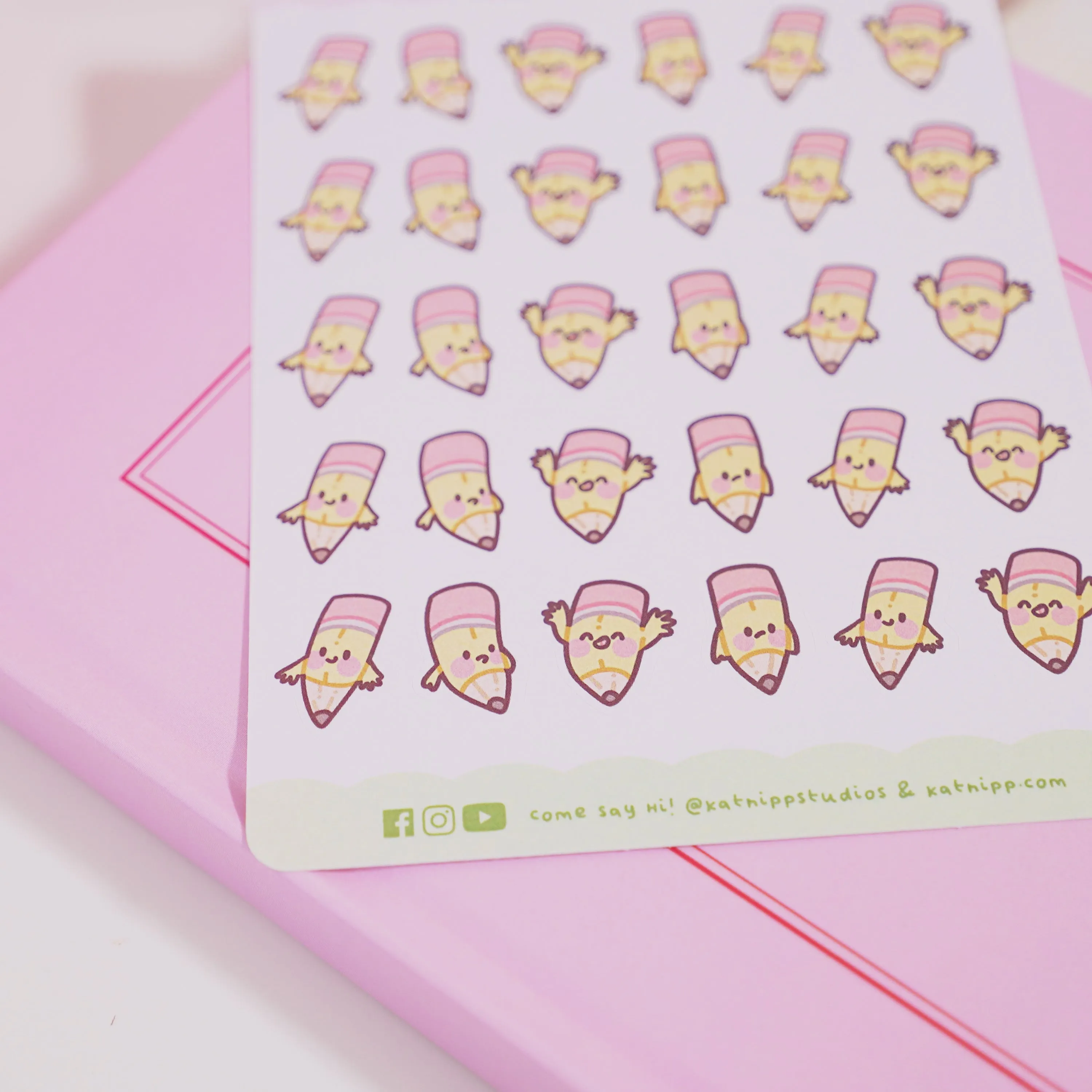 Pencil Emoji Planner Sticker Sheet | Cute Kawaii Stationery for Journals & Creative Projects | ART 001