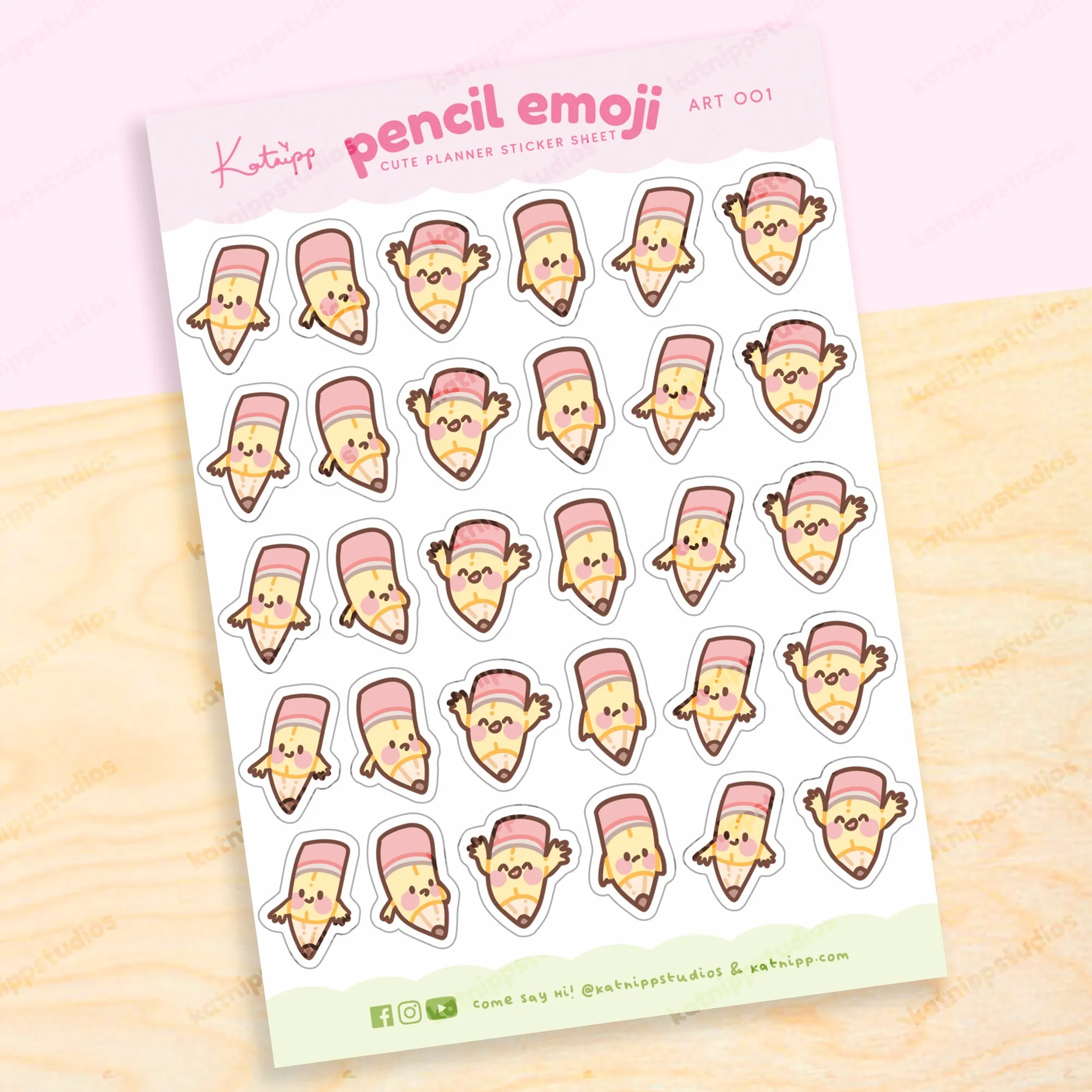 Pencil Emoji Planner Sticker Sheet | Cute Kawaii Stationery for Journals & Creative Projects | ART 001