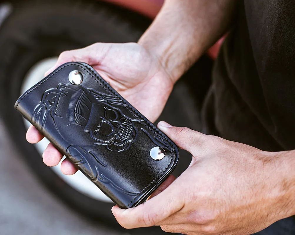 Skeleton Chained Biker Wallet - Black
