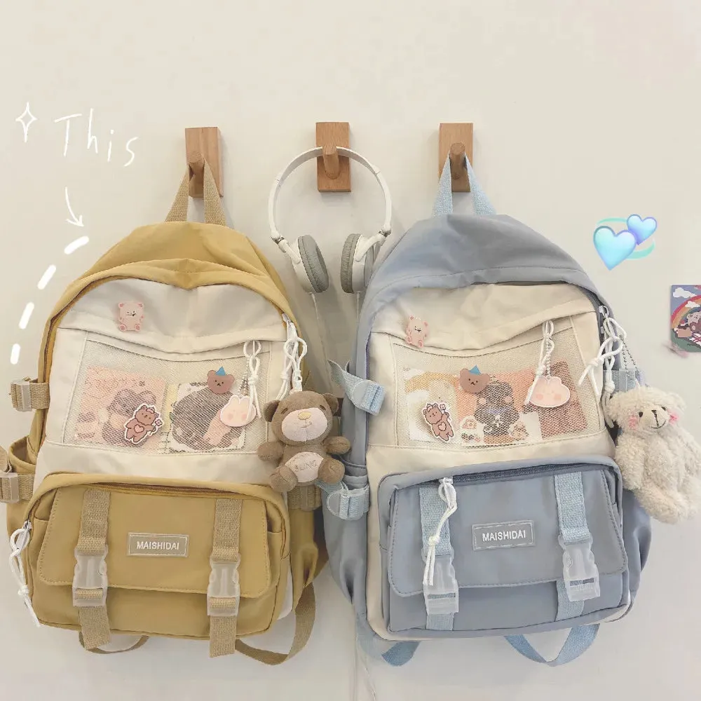 UAKISS  -  Cute Girls Plaid Backpack Women Large Capacity Simple School Bags for Teens Female Korean Harajuku School Student Bookbag Ladies