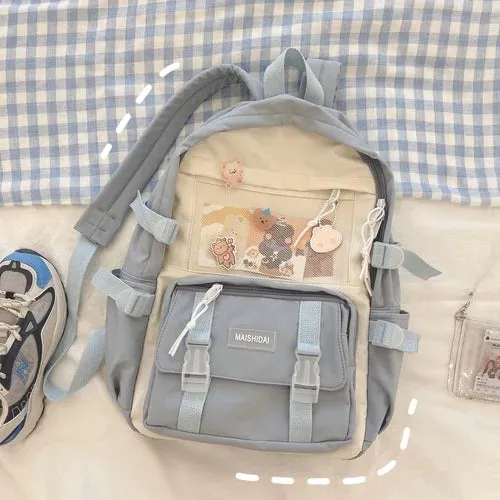 UAKISS  -  Cute Girls Plaid Backpack Women Large Capacity Simple School Bags for Teens Female Korean Harajuku School Student Bookbag Ladies