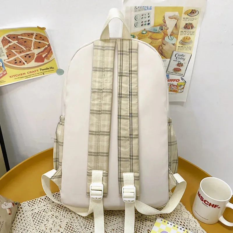UAKISS  -  Cute Girls Plaid Backpack Women Large Capacity Simple School Bags for Teens Female Korean Harajuku School Student Bookbag Ladies