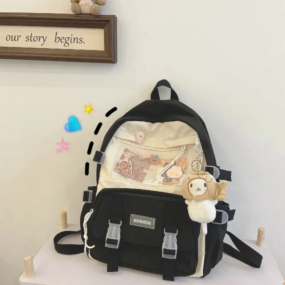 UAKISS  -  Cute Girls Plaid Backpack Women Large Capacity Simple School Bags for Teens Female Korean Harajuku School Student Bookbag Ladies