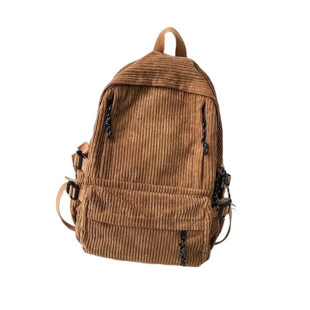 Uakiss Girl Backpack Student Pouch Shoulders Bag Fine Workmanship Corduroy School Purse Ins Style Winter Autumn Sweet Gift