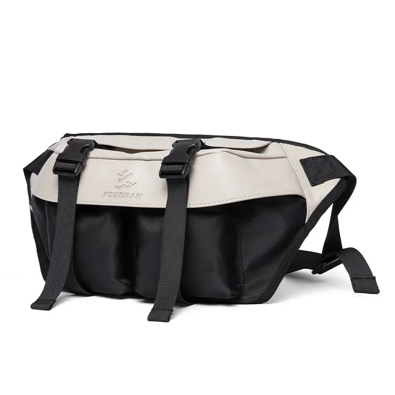 UAKISS  -   Japanese Casual Men's Crossbody Bag Solid Splicing Large Space 9.7inch iPad Zip Waterproof Durable Travel Dating Fashion Bag