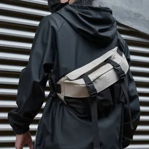 UAKISS  -   Japanese Casual Men's Crossbody Bag Solid Splicing Large Space 9.7inch iPad Zip Waterproof Durable Travel Dating Fashion Bag