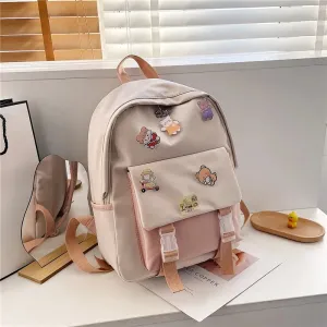 UAKISS  -  New Girls Nylon Backpack INS Fashion Waterproof Backpack Teenager Cute Student School Bag Lady Large Capacity Simple Travel Bag
