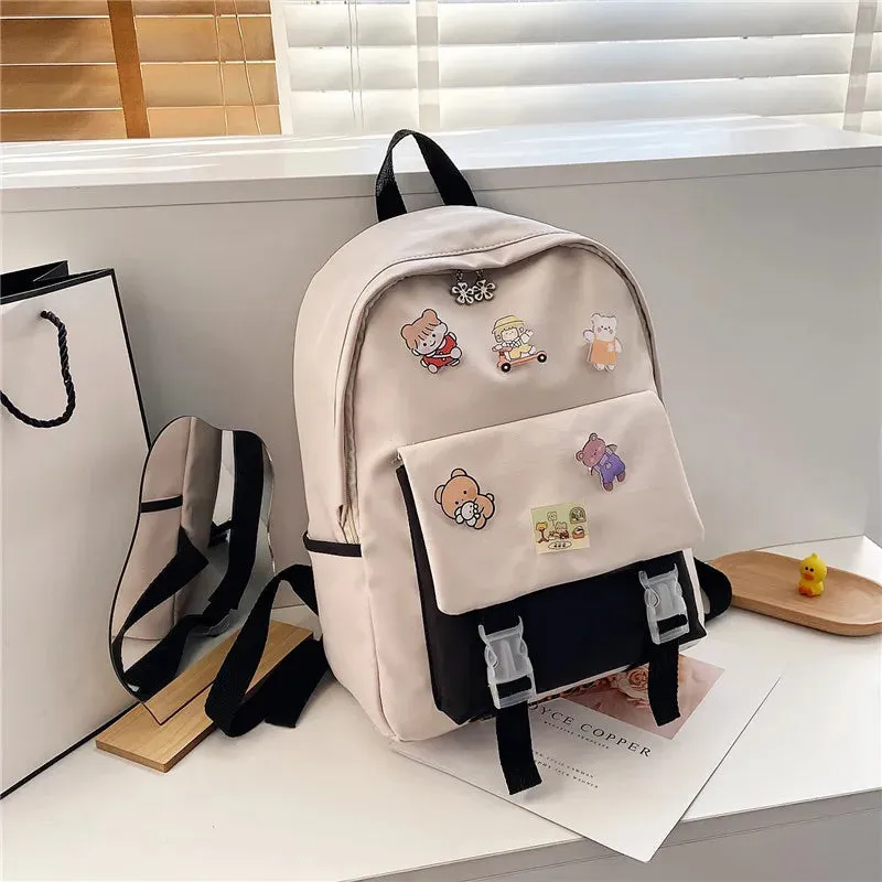 UAKISS  -  New Girls Nylon Backpack INS Fashion Waterproof Backpack Teenager Cute Student School Bag Lady Large Capacity Simple Travel Bag