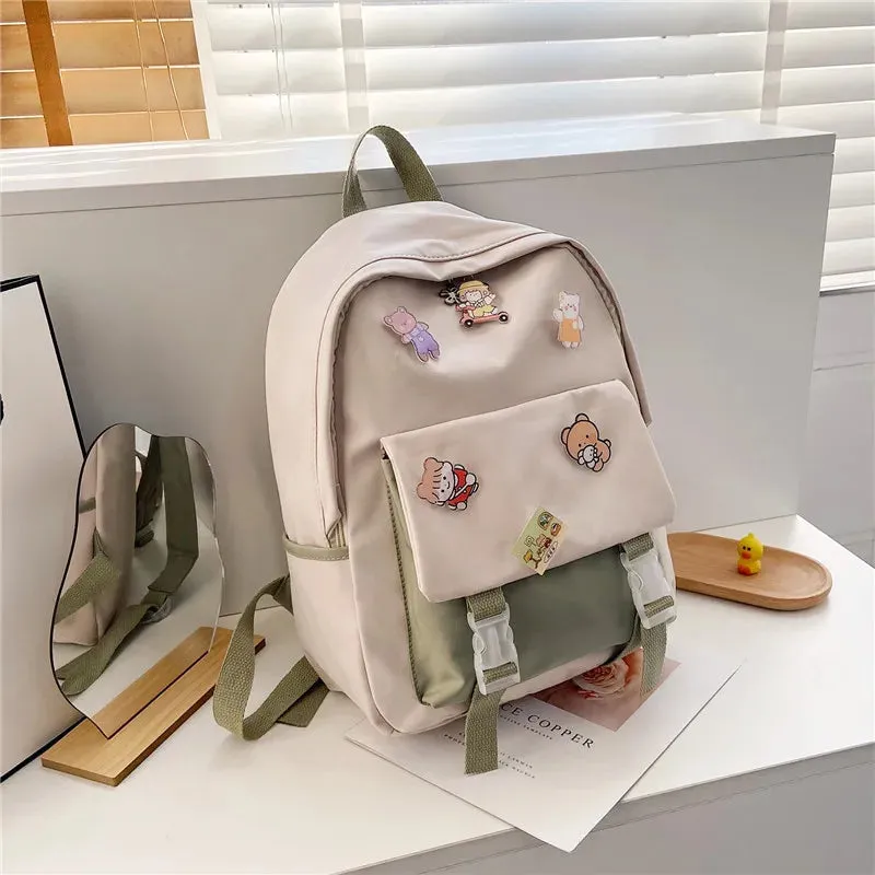 UAKISS  -  New Girls Nylon Backpack INS Fashion Waterproof Backpack Teenager Cute Student School Bag Lady Large Capacity Simple Travel Bag