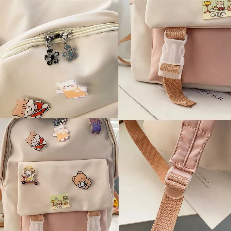 UAKISS  -  New Girls Nylon Backpack INS Fashion Waterproof Backpack Teenager Cute Student School Bag Lady Large Capacity Simple Travel Bag