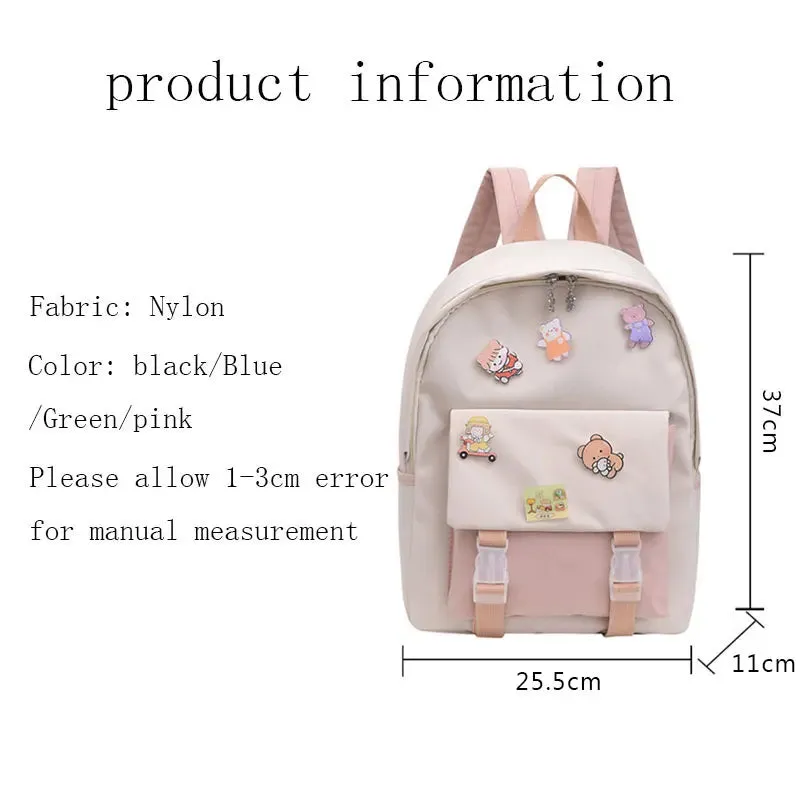 UAKISS  -  New Girls Nylon Backpack INS Fashion Waterproof Backpack Teenager Cute Student School Bag Lady Large Capacity Simple Travel Bag