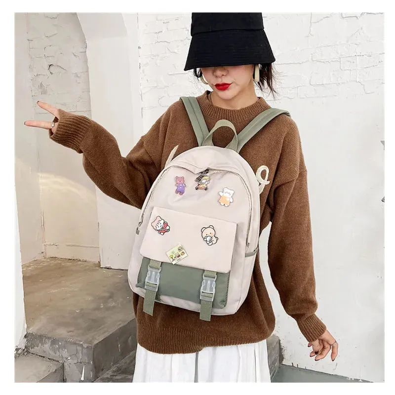 UAKISS  -  New Girls Nylon Backpack INS Fashion Waterproof Backpack Teenager Cute Student School Bag Lady Large Capacity Simple Travel Bag
