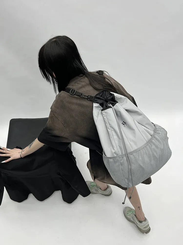 UAKISS  - Simple Large Capacity Nylon Backpack Korean Personality Fashion Trend Shoulder Pack Modern Harejuku Style All-match Travel Bags