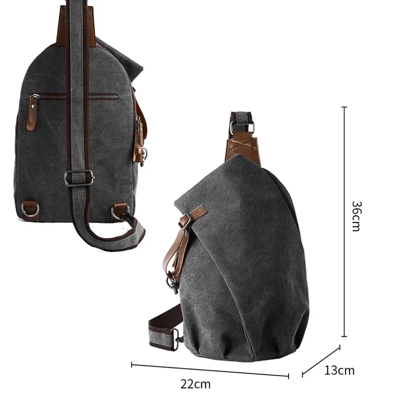 UAKISS  -   Vintage Canvas Men Chest Bag Fashion Men Canvas Sling Bag Zipper Leisure Durable Crossbody Bag for Youth