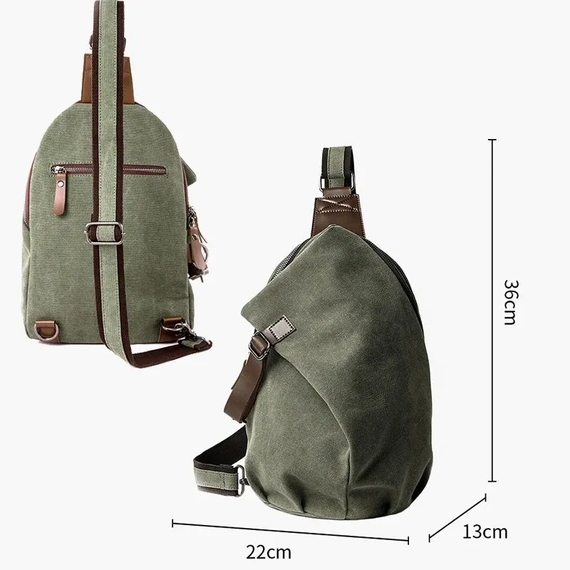 UAKISS  -   Vintage Canvas Men Chest Bag Fashion Men Canvas Sling Bag Zipper Leisure Durable Crossbody Bag for Youth