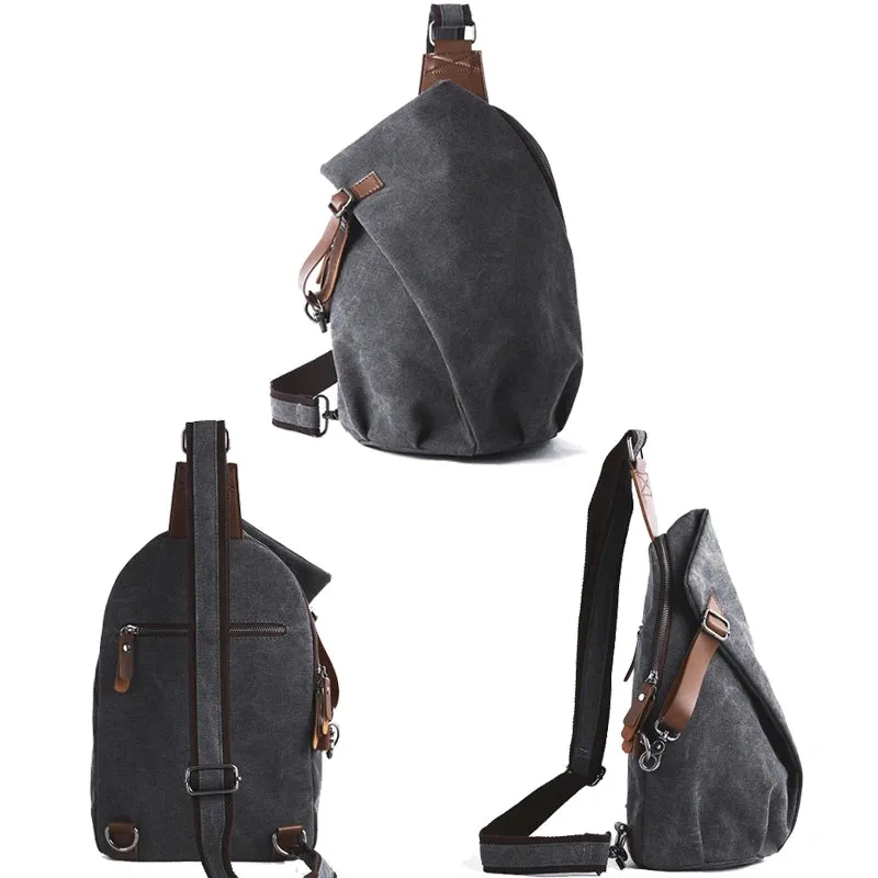 UAKISS  -   Vintage Canvas Men Chest Bag Fashion Men Canvas Sling Bag Zipper Leisure Durable Crossbody Bag for Youth