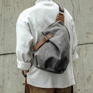 UAKISS  -   Vintage Canvas Men Chest Bag Fashion Men Canvas Sling Bag Zipper Leisure Durable Crossbody Bag for Youth