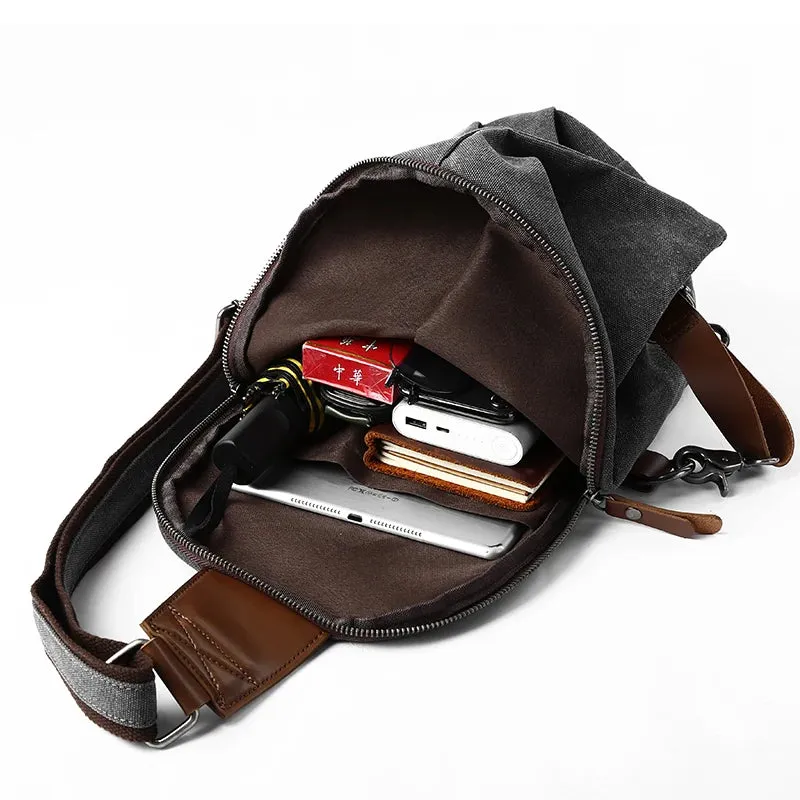 UAKISS  -   Vintage Canvas Men Chest Bag Fashion Men Canvas Sling Bag Zipper Leisure Durable Crossbody Bag for Youth
