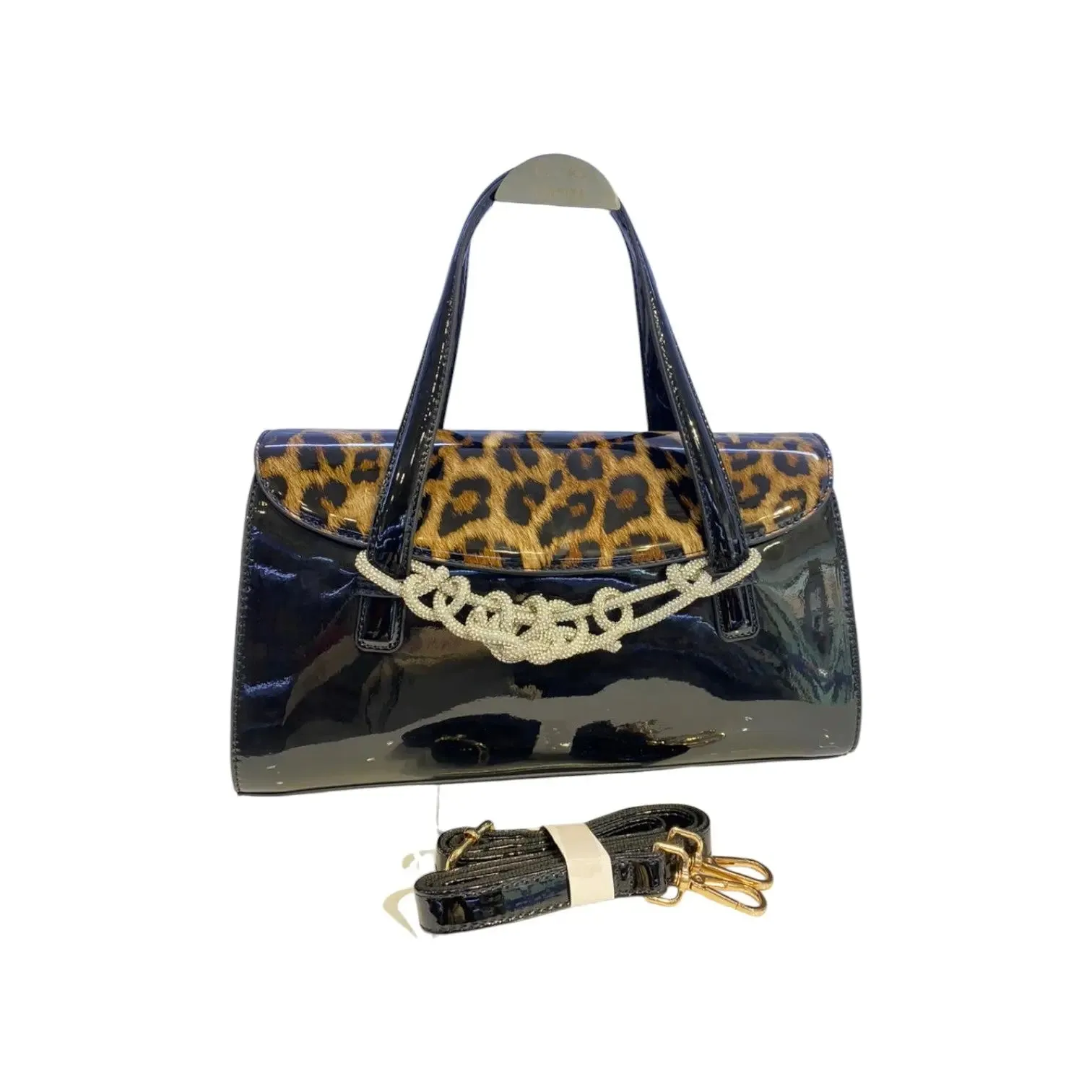 Vernika Glossy Leopard Print Bag